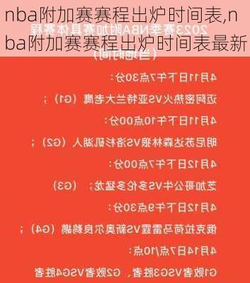 nba附加赛赛程出炉时间表,nba附加赛赛程出炉时间表最新