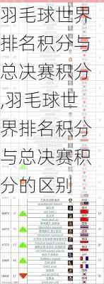 羽毛球世界排名积分与总决赛积分,羽毛球世界排名积分与总决赛积分的区别