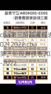 cba第三阶段赛程表20212022,cba第三阶段赛程表2021-2022