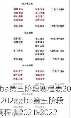 cba第三阶段赛程表20212022,cba第三阶段赛程表2021-2022