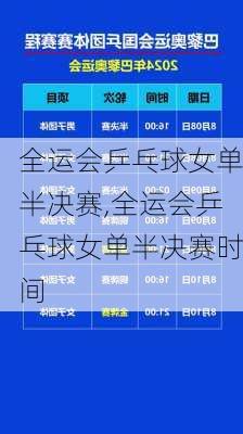 全运会乒乓球女单半决赛,全运会乒乓球女单半决赛时间