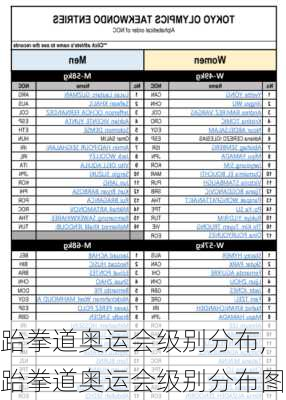 跆拳道奥运会级别分布,跆拳道奥运会级别分布图