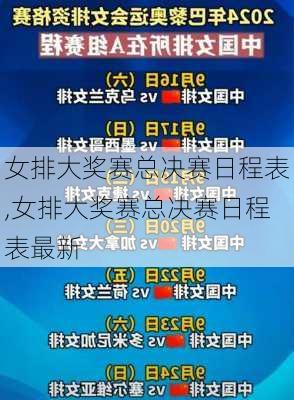 女排大奖赛总决赛日程表,女排大奖赛总决赛日程表最新