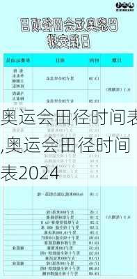 奥运会田径时间表,奥运会田径时间表2024