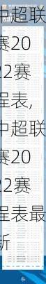 中超联赛2022赛程表,中超联赛2022赛程表最新