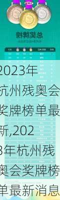 2023年杭州残奥会奖牌榜单最新,2023年杭州残奥会奖牌榜单最新消息