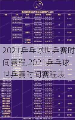 2021乒乓球世乒赛时间赛程,2021乒乓球世乒赛时间赛程表