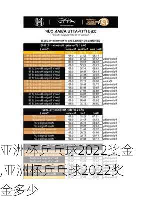 亚洲杯乒乓球2022奖金,亚洲杯乒乓球2022奖金多少