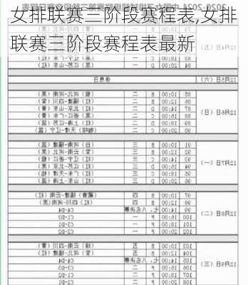 女排联赛三阶段赛程表,女排联赛三阶段赛程表最新