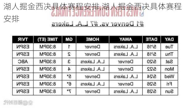 湖人掘金西决具体赛程安排,湖人掘金西决具体赛程安排