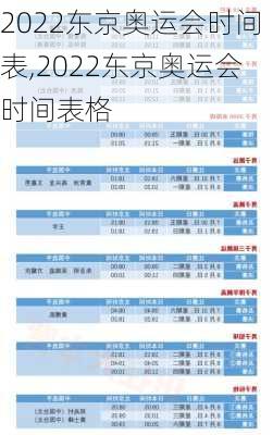 2022东京奥运会时间表,2022东京奥运会时间表格