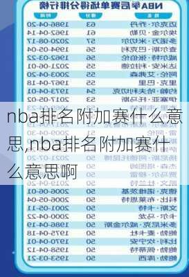 nba排名附加赛什么意思,nba排名附加赛什么意思啊