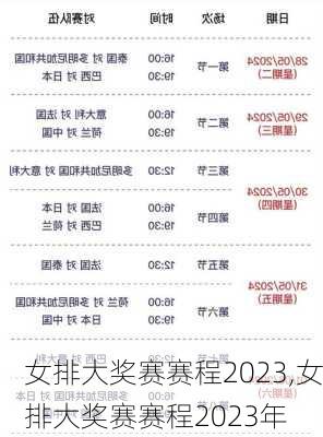 女排大奖赛赛程2023,女排大奖赛赛程2023年