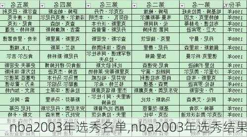 nba2003年选秀名单,nba2003年选秀结果