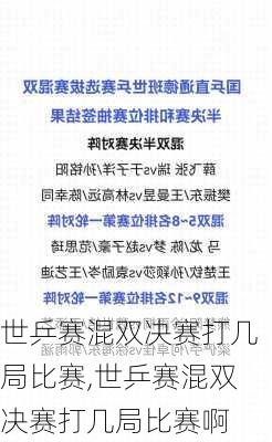 世乒赛混双决赛打几局比赛,世乒赛混双决赛打几局比赛啊