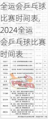 全运会乒乓球比赛时间表,2024全运会乒乓球比赛时间表