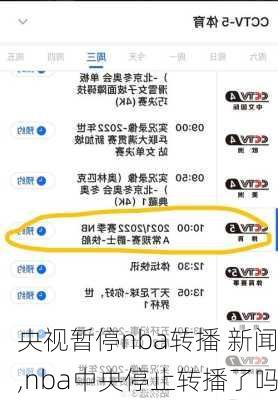 央视暂停nba转播 新闻,nba中央停止转播了吗