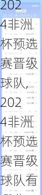 2024非洲杯预选赛晋级球队,2024非洲杯预选赛晋级球队有哪些