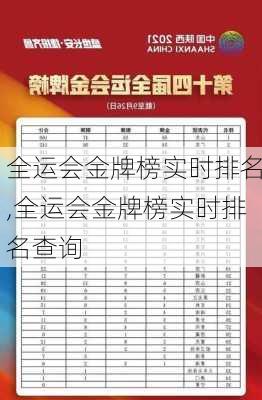 全运会金牌榜实时排名,全运会金牌榜实时排名查询