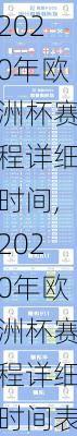 2020年欧洲杯赛程详细时间,2020年欧洲杯赛程详细时间表