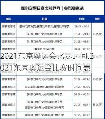 2021东京奥运会比赛时间,2021东京奥运会比赛时间表