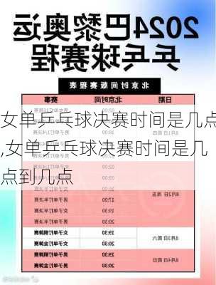 女单乒乓球决赛时间是几点,女单乒乓球决赛时间是几点到几点