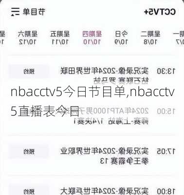 nbacctv5今日节目单,nbacctv5直播表今日