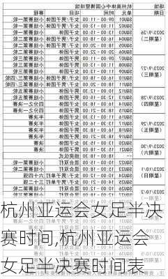 杭州亚运会女足半决赛时间,杭州亚运会女足半决赛时间表