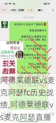 阿德莱德联vs麦克阿瑟fc历史战绩,阿德莱德联vs麦克阿瑟直播