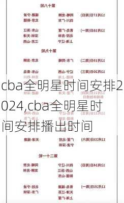 cba全明星时间安排2024,cba全明星时间安排播出时间